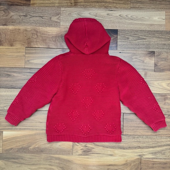 Hanna Andersson sherpa lined knitted button front hooded coat cardigan 140cm - Picture 9 of 13